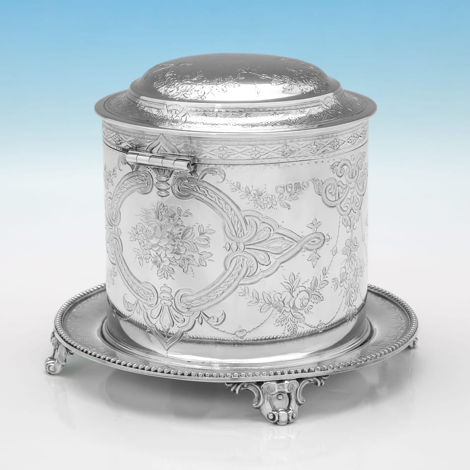 Antique Sterling Silver Biscuit Box - Edward Charles Brown, hallmarked in 1867 London - Victorian - Image 2