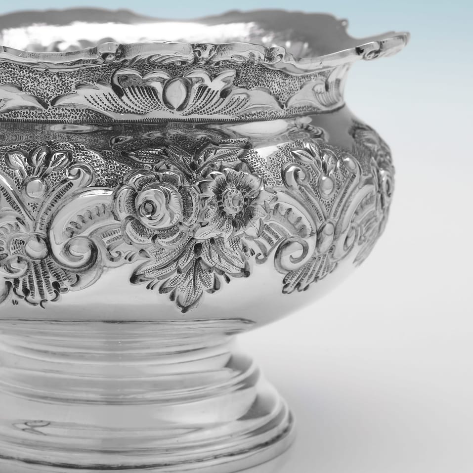 Antique Sterling Silver Bowl - John & William Deakin, hallmarked in 1900 Chester - Victorian - Image 4