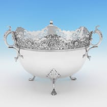 Antique Sterling Silver Scottish Bowl - James Weir, hallmarked in 1907 Glasgow - Edwardian - Thumbnail 1