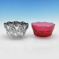 Antique Sterling Silver & Glass Bowl - George Bedingham, hallmarked in 1900 London - Victorian - Thumbnail 3