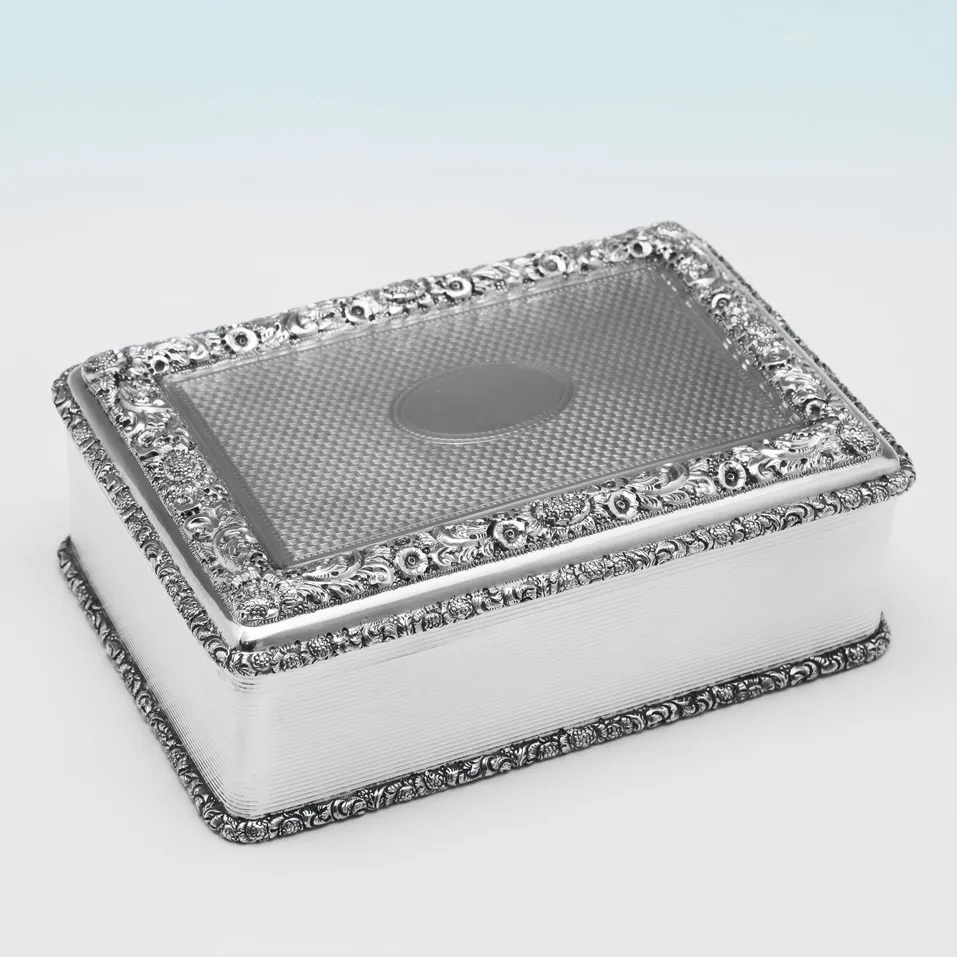 Antique Sterling Silver Table Snuff Box - D. & J. Wellby, hallmarked in 1911 London - George V