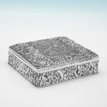 Antique Sterling Silver Dressing Table Box - Nathan & Hayes, hallmarked in 1899 Chester - Victorian - Thumbnail 1