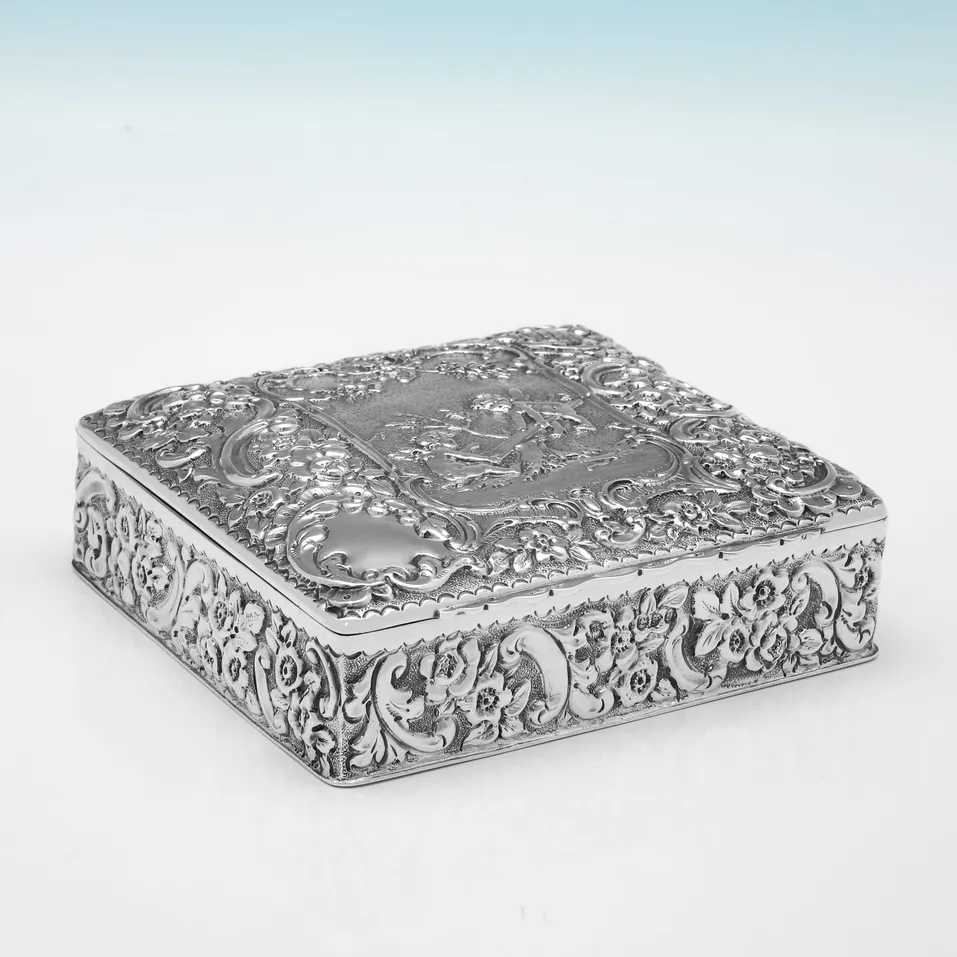 Antique Sterling Silver Dressing Table Box - Nathan & Hayes, hallmarked in 1899 Chester - Victorian - Image 1