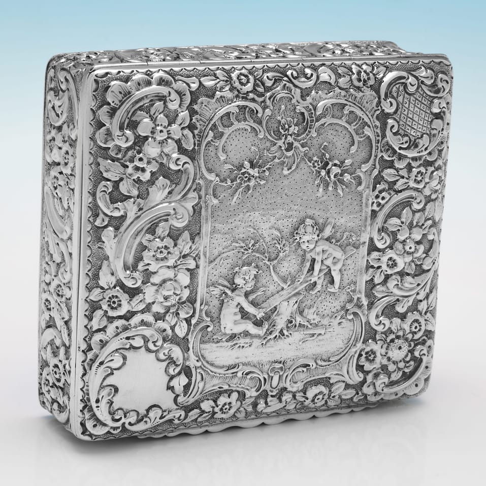 Antique Sterling Silver Dressing Table Box - Nathan & Hayes, hallmarked in 1899 Chester - Victorian - Image 3