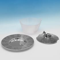 Antique Sterling Silver & Glass Butter Dish - Edward Charles Brown, hallmarked in 1867 London - Victorian - Thumbnail 3