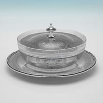 Antique Sterling Silver & Glass Butter Dish - Henry Wilkinson & Co., hallmarked in 1874 Sheffield - Victorian - Thumbnail 1