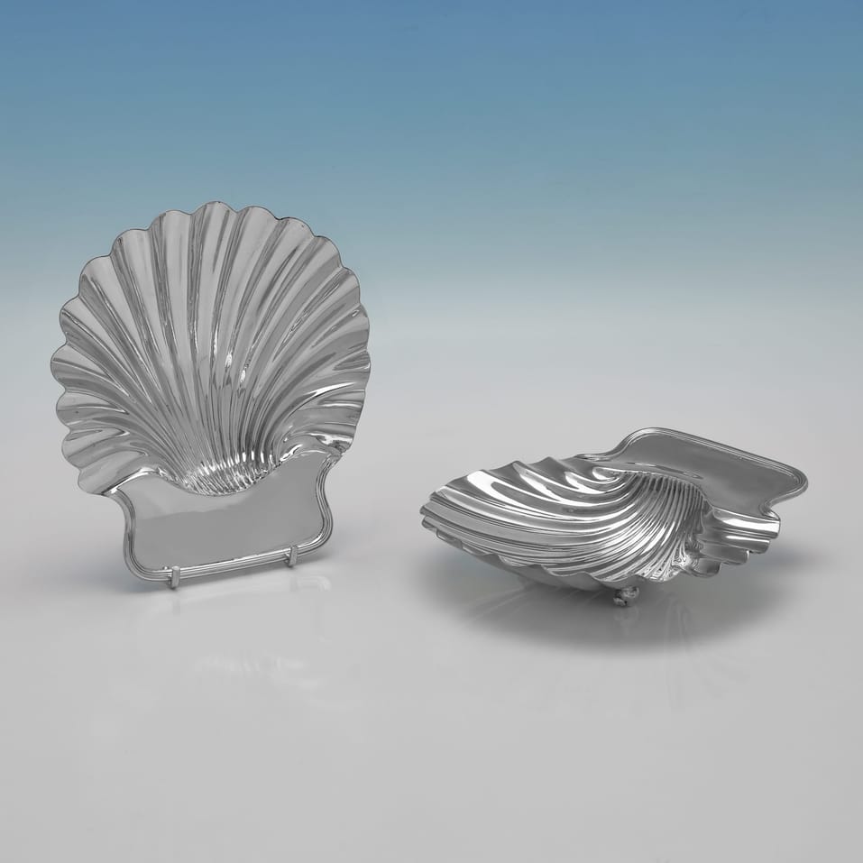 Antique Sterling Silver Pair of Butter Dishes - hallmarked in 1839 London - Victorian