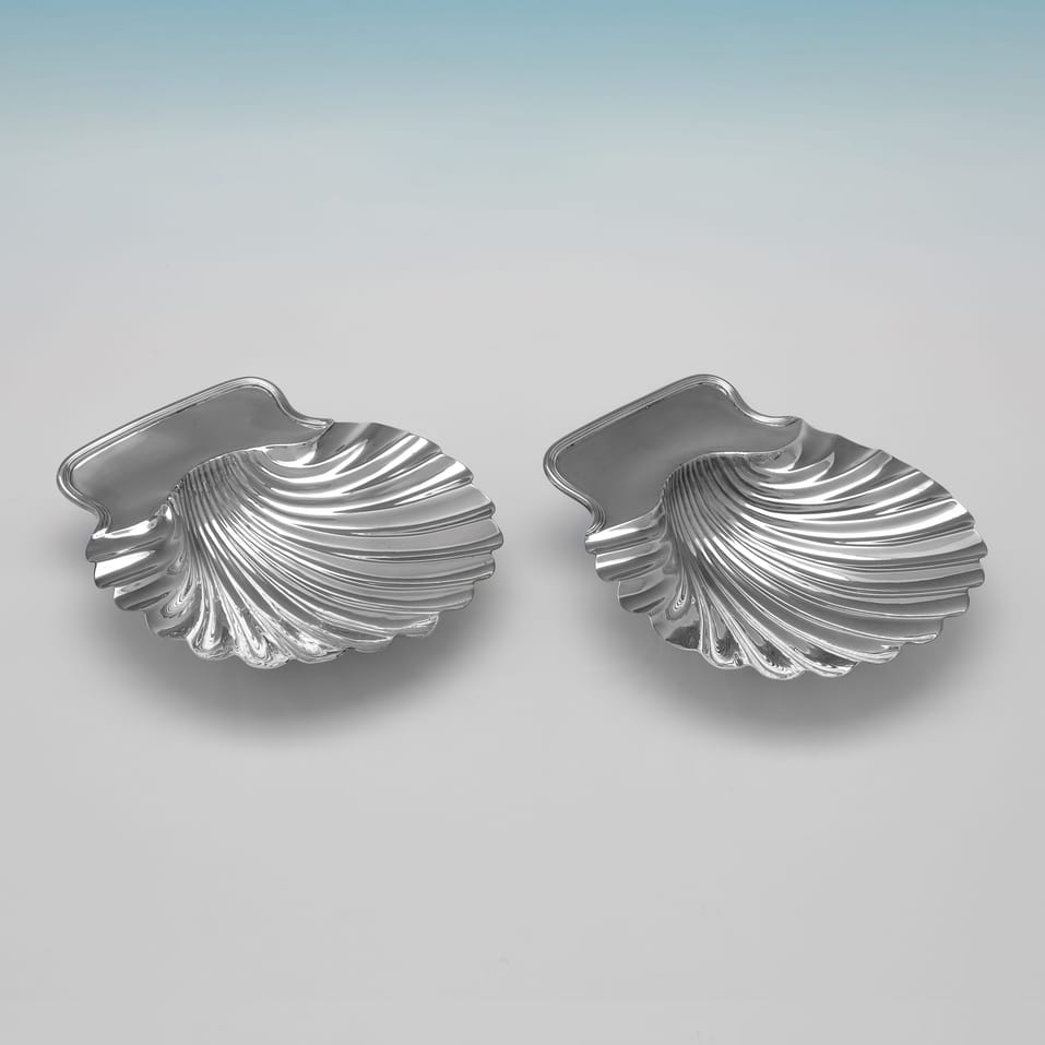 Antique Sterling Silver Pair of Butter Dishes - hallmarked in 1839 London - Victorian - Image 2