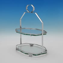 Sterling Silver & Glass Cake Stand - Frank Cobb & Co., hallmarked in 1934 Sheffield - George V - Thumbnail 2