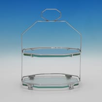 Sterling Silver & Glass Cake Stand - Frank Cobb & Co., hallmarked in 1934 Sheffield - George V - Thumbnail 3