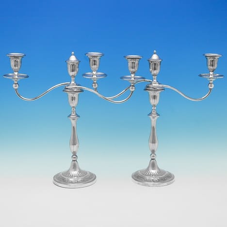 Antique Sterling Silver Candelabra - J Green & Co. Hallmarked In 1794 Sheffield - Georgian - Image 1