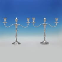 Antique Sterling Silver Pair of Candelabra - John Green & Co., hallmarked in 1794 Sheffield - George III - Thumbnail 1