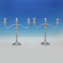 Antique Sterling Silver Pair of Candelabra - John Green & Co., hallmarked in 1794 Sheffield - George III - Thumbnail 1