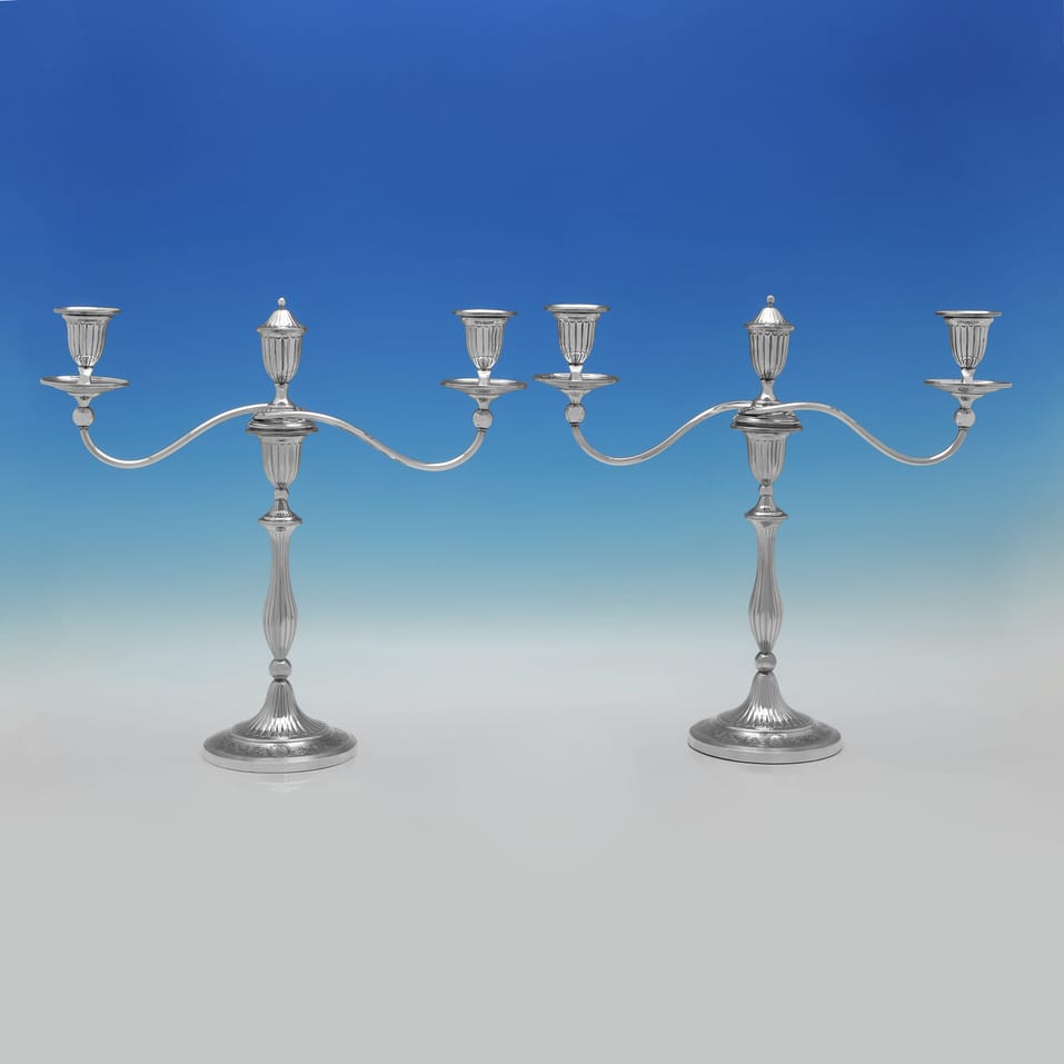 Antique Sterling Silver Pair of Candelabra - John Green & Co., hallmarked in 1794 Sheffield - George III