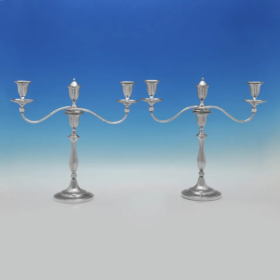Antique Sterling Silver Pair of Candelabra - John Green & Co., hallmarked in 1794 Sheffield - George III - Image 1