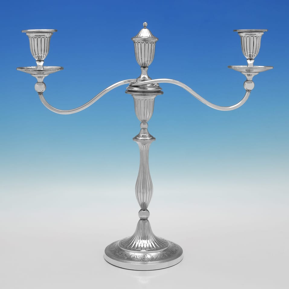 Antique Sterling Silver Pair of Candelabra - John Green & Co., hallmarked in 1794 Sheffield - George III - Image 2
