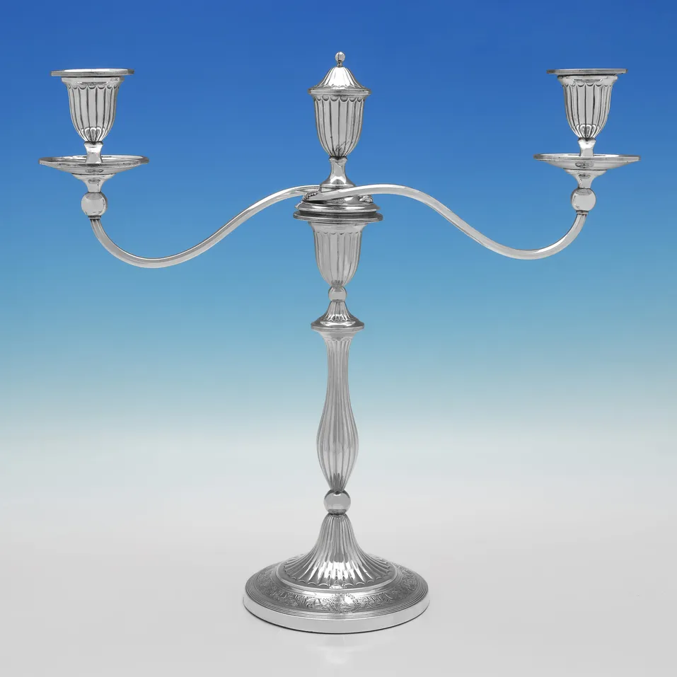 Antique Sterling Silver Pair of Candelabra - John Green & Co., hallmarked in 1794 Sheffield - George III - Image 2