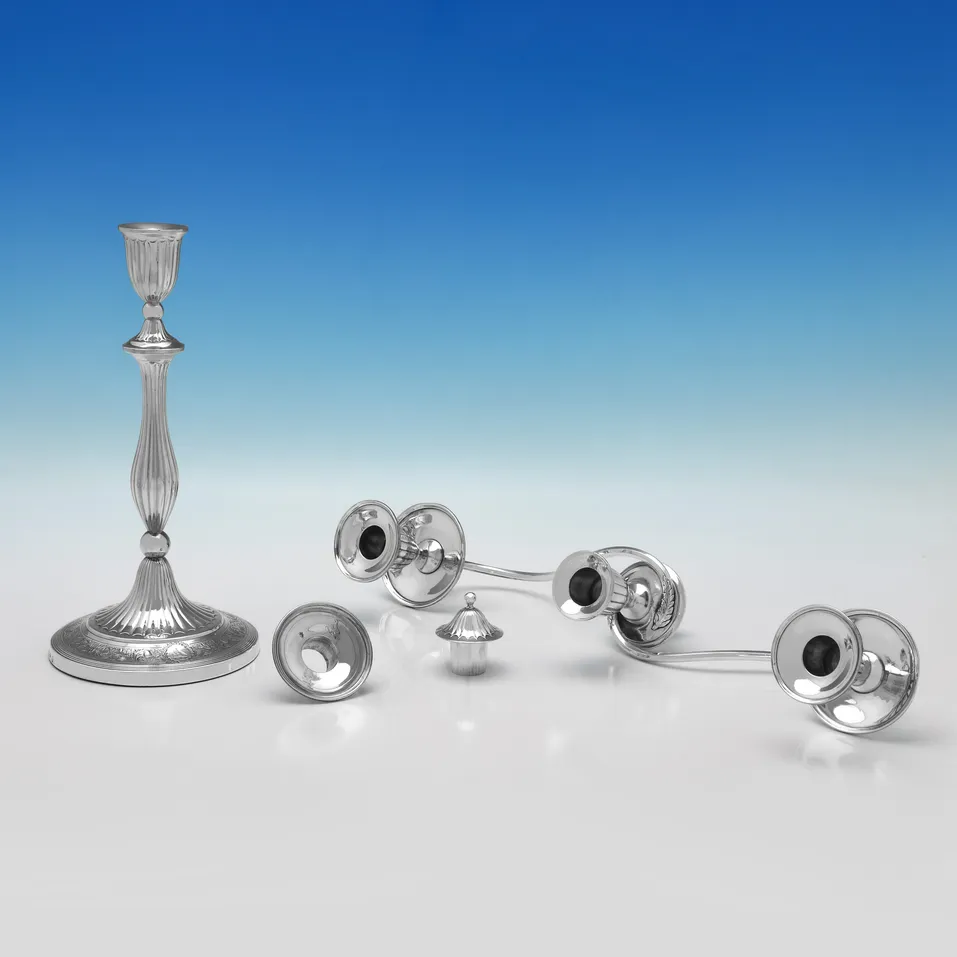 Antique Sterling Silver Pair of Candelabra - John Green & Co., hallmarked in 1794 Sheffield - George III - Image 3