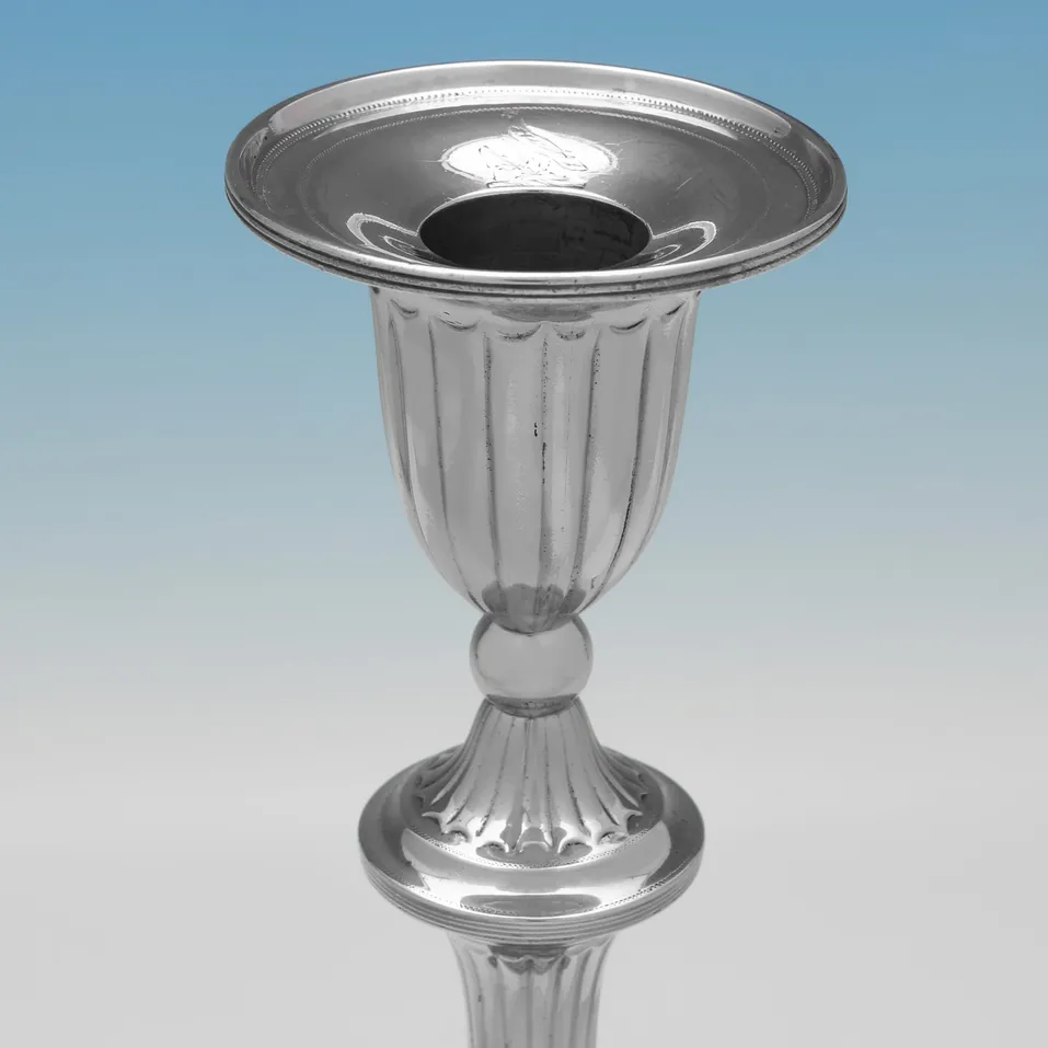 Antique Sterling Silver Pair of Candelabra - John Green & Co., hallmarked in 1794 Sheffield - George III - Image 5