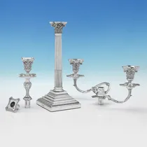 Antique Sterling Silver Pair of 'Corinthian' 3 light Candelabra - James Dixon & Sons, hallmarked in 1894 Sheffield - Victorian - Thumbnail 3