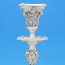 Antique Sterling Silver Pair of 'Corinthian' 3 light Candelabra - James Dixon & Sons, hallmarked in 1894 Sheffield - Victorian - Thumbnail 4