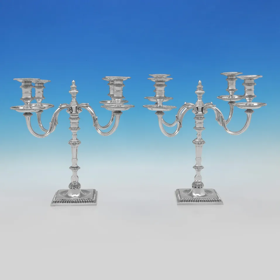 Sterling Silver Pair of Candelabra - E. Barnard, hallmarked in 1972 London - Elizabeth II