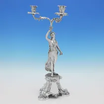 Antique Sterling Silver Pair of figural Candelabra - Barnards & Edward & John Barnard, hallmarked in 1859 London - Victorian - Thumbnail 2
