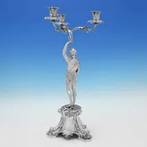 Antique Sterling Silver Pair of figural Candelabra - Barnards & Edward & John Barnard, hallmarked in 1859 London - Victorian - Thumbnail 6