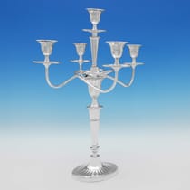 Antique Sterling Silver Pair of 'Batwing' Candelabra - Hawksworth Eyres & Co., hallmarked in 1901 Sheffield - Edwardian - Thumbnail 2