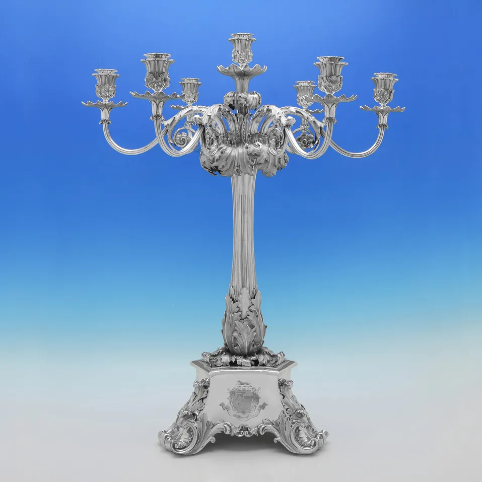 Antique Sterling Silver Candelabrum Centrepiece - William Bateman & Daniel Ball, hallmarked in 1840 London - Victorian