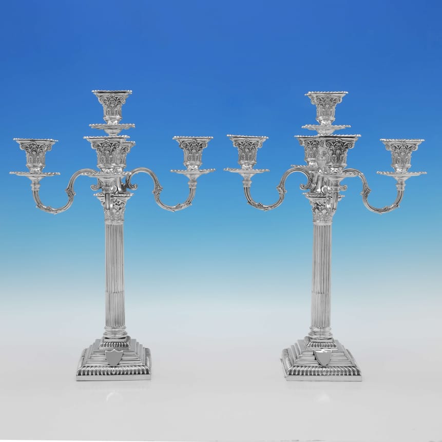 Antique Sterling Silver Pair Of Candelabra - Carrington & Co. Hallmarked In 1896 London - Victorian - Image 1