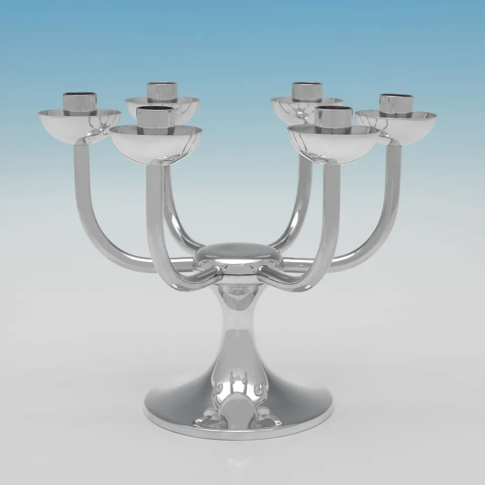 Sterling Silver Taperstick Candelabrum - Robert Welch, hallmarked in 1973 Birmingham - Elizabeth II
