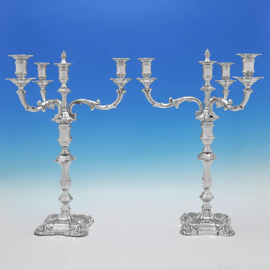 Antique Sterling Silver Candelabra - Walter Knowle & Co. Hallmarked In 1844 Sheffield - Victorian - Image 1