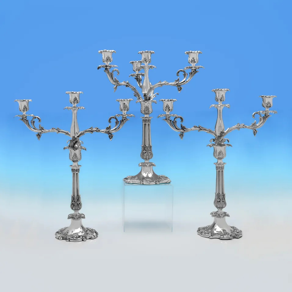 Antique Sterling Silver Candelabra Suite - hallmarked in 1847 London - Victorian