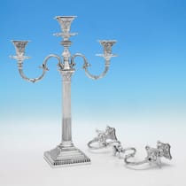 Antique Sterling Silver Pair of Candelabra - James Kebberling Bembridge, hallmarked in 1892 Sheffield - Victorian - Thumbnail 3