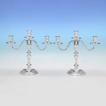Sterling Silver Pair of Candelabra - Wakely & Wheeler, hallmarked in 1977 London - Elizabeth II - Thumbnail 1