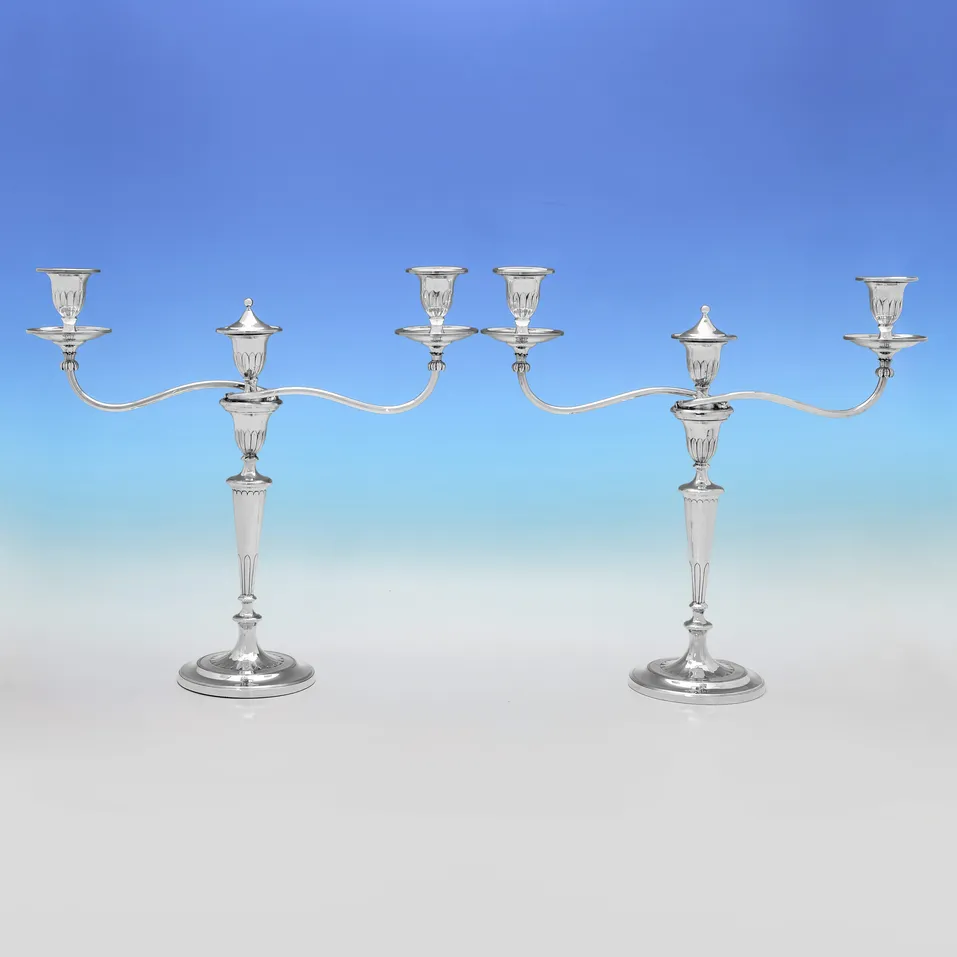 Antique Sterling Silver Pair of Candelabra - hallmarked in 1799 Sheffield - George III - Image 1