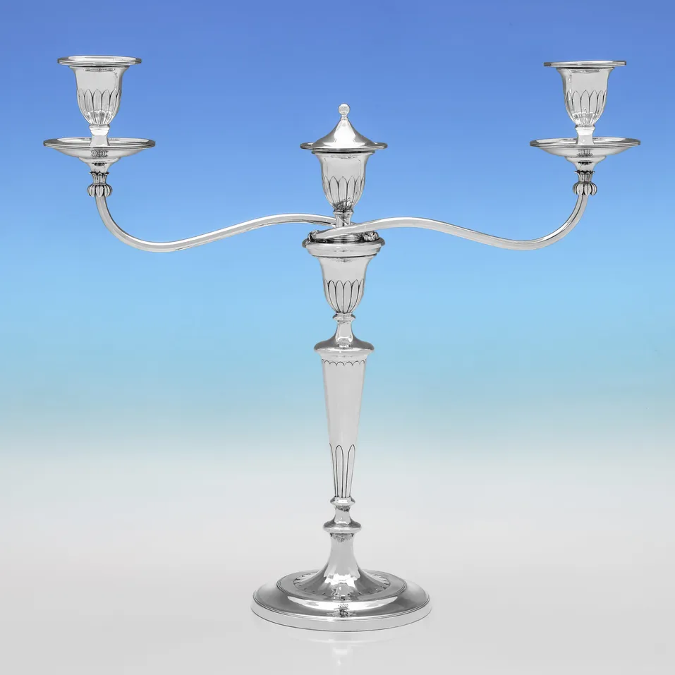 Antique Sterling Silver Pair of Candelabra - hallmarked in 1799 Sheffield - George III - Image 2