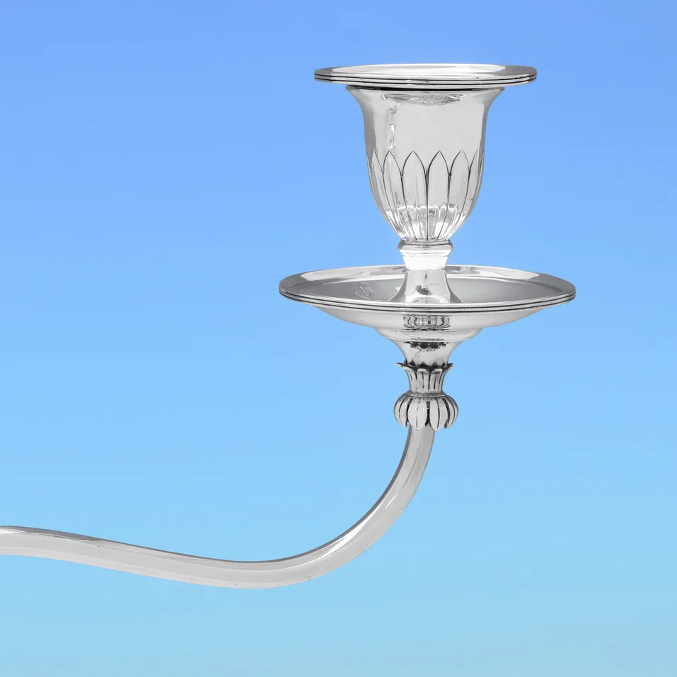 Antique Sterling Silver Pair of Candelabra - hallmarked in 1799 Sheffield - George III - Image 5