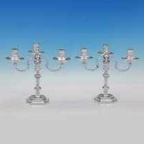 Sterling Silver Pair of Candelabra - J. B. Chatterley & Sons Ltd., hallmarked in 1973 Birmingham - Elizabeth II - Thumbnail 1