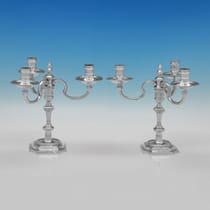 Sterling Silver Pair of Candelabra - J. B. Chatterley & Sons Ltd., hallmarked in 1973 Birmingham - Elizabeth II - Thumbnail 2