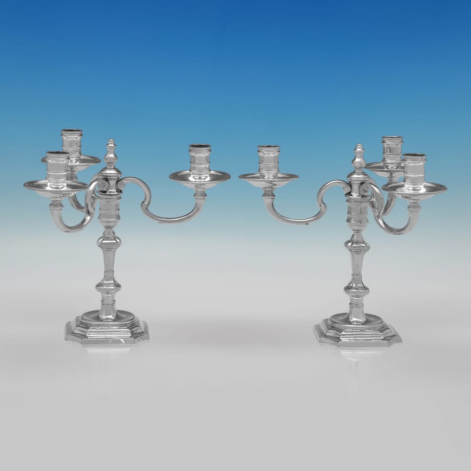 Sterling Silver Pair of Candelabra - J. B. Chatterley & Sons Ltd., hallmarked in 1973 Birmingham - Elizabeth II - Image 2