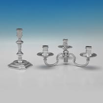 Sterling Silver Pair of Candelabra - J. B. Chatterley & Sons Ltd., hallmarked in 1973 Birmingham - Elizabeth II - Thumbnail 4