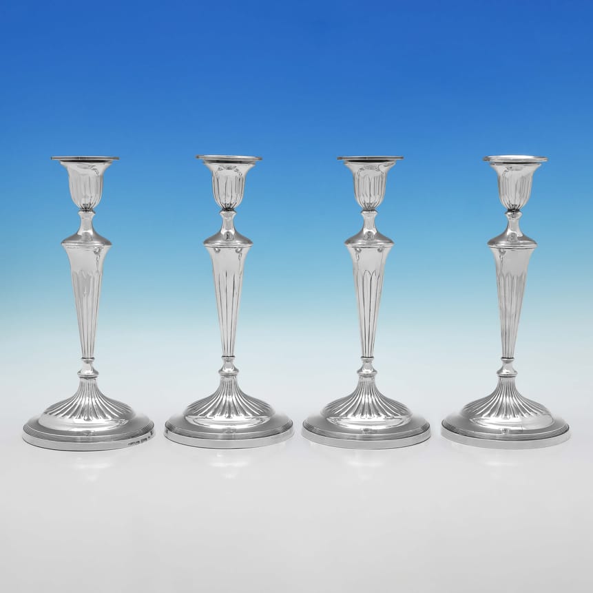 Antique Sterling Silver Set Of Four Candlesticks - John Green & Co. Hallmarked In 1796 Sheffield - Georgian - Image 5