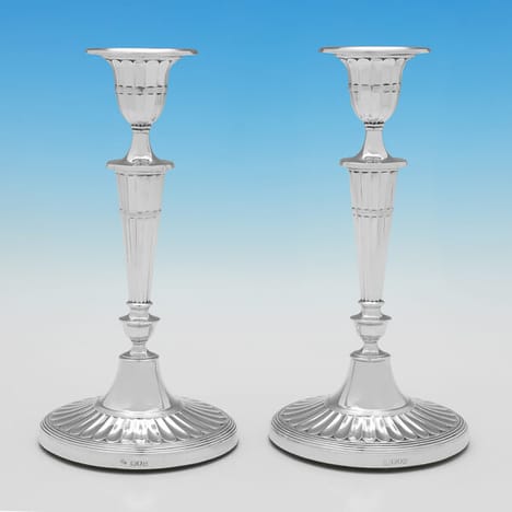 Antique Sterling Silver Pair Of Candlesticks - William Hutton & Sons Hallmarked In 1910 London - Edwardian - Image 5
