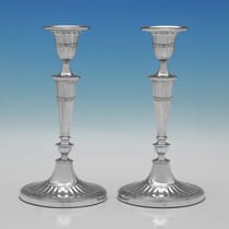Antique Sterling Silver Candlesticks - Sharman D. Neill Ltd., hallmarked in 1908 Sheffield - Edwardian - Thumbnail 1
