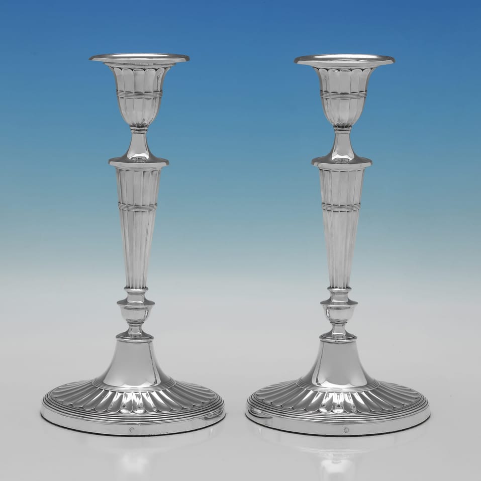 Antique Sterling Silver Candlesticks - Sharman D. Neill Ltd., hallmarked in 1908 Sheffield - Edwardian