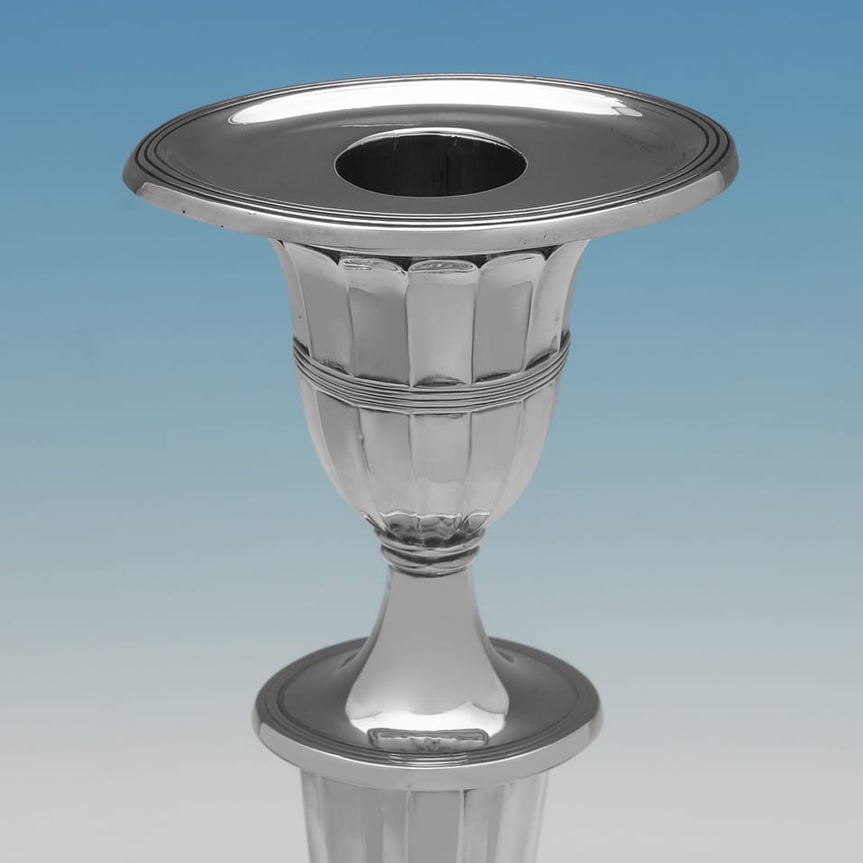 Antique Sterling Silver Candlesticks - Sharman D. Neill Ltd., hallmarked in 1908 Sheffield - Edwardian - Image 4