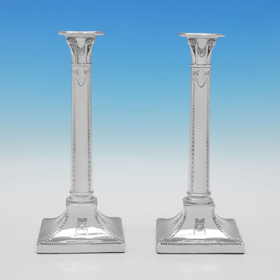 Antique Sterling Silver Pair of Candlesticks - Thomas Bradbury & Sons, hallmarked in 1899 London - Victorian