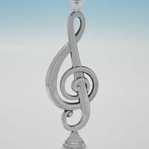 Antique Sterling Silver Pair of Music Related Candlesticks - John Round & Son Ltd., hallmarked in 1898 London - Victorian - Thumbnail 6